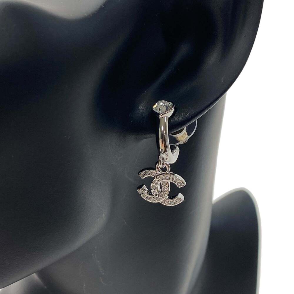 CHANEL Authentic Silver Logo Earrings - Picture 3 of 9